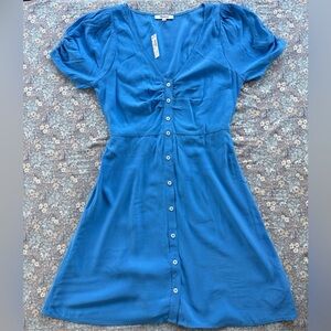 Madewell Blue Midi Dress with Button Detail